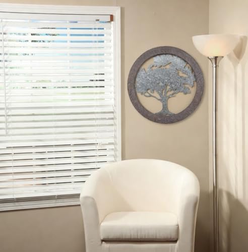 hosley metal tree of life wall art with, front angle view