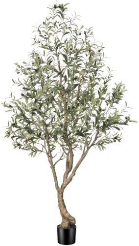 6FT Olive Trees Artificial Indoor - Thick Trunk & Lifelike Fruits