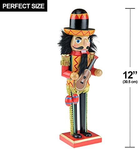 Clever Creations Mariachi 12 Inch Traditional Wooden Nutcracker, Festive Christmas Décor for Shelves and Tables