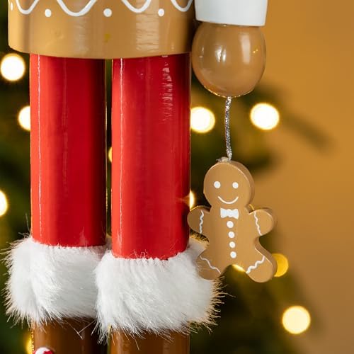 Glitzhome 24" H Nutcracker Christmas Decor Wooden Nutcracker Ornaments Gingerbread Man Nutcracker Figurine Traditional Christmas Decor for Tables Desktop Porch Holiday Festive