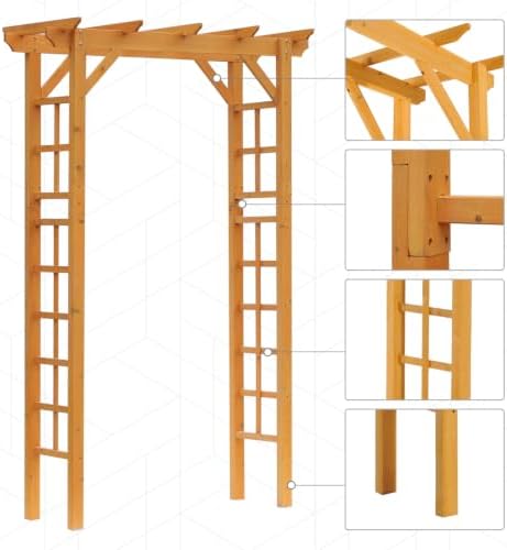 Outsunny 85" Wooden Garden Arbor, Garden Arch for Wedding, Orange