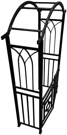 Oakland Living Black Aluminum Garden Arbor Arch with Gate