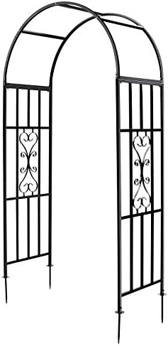 SCENDOR Metal Garden Arbor, Curved Iron Trellis Arch, Outdoor for Climbing Plants & Wedding Ceremony
