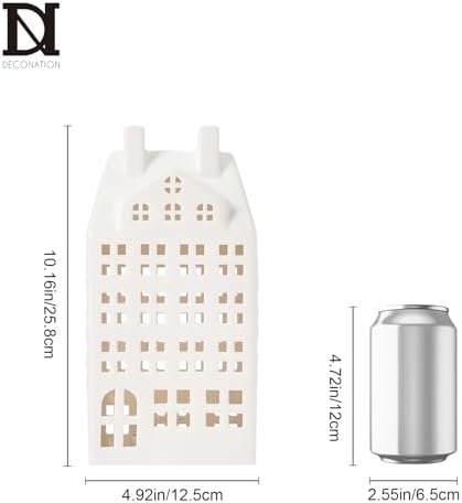 DN DECONATION Light Up Christmas Decor Village Set, White House with Lights