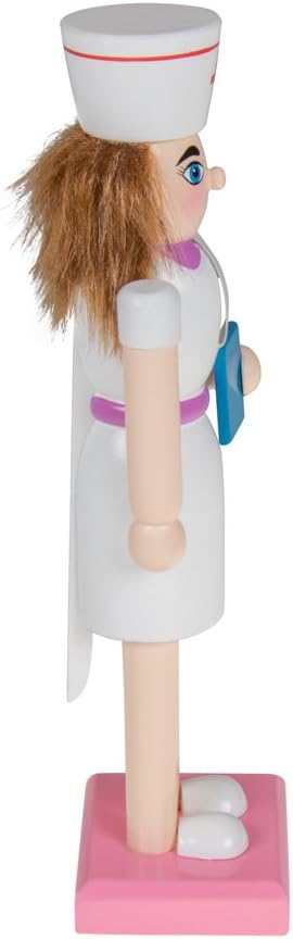 clever creations nurse 10 inch traditional wooden nutcracker, close-up detail