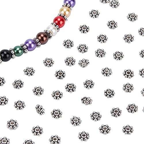4mm & 5mm silver plated daisy spacer beads, close-up detail