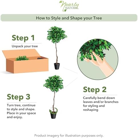 Nearly Natural 6 ft. Triple Trunk Ficus Artificial Tree with Jute Pot