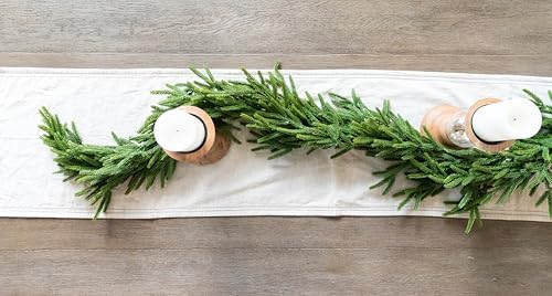 72" Real Touch Norfolk Pine Garland Realistic 6ft, Christmas Garland for Mantle, Stairs, Fireplace, Soft and Bendable Real Touch Garland Christmas Greenery, Evergreen Christmas Garlands