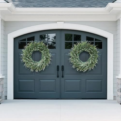 32" Large Artificial Eucalyptus Wreath with Seeds for Front Door(Green)