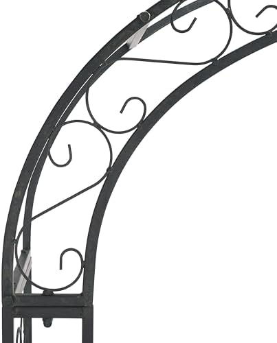 SAFAVIEH Outdoor - Pagan Victorian Garden Arch - Black Iron Trellis Arbor - D...