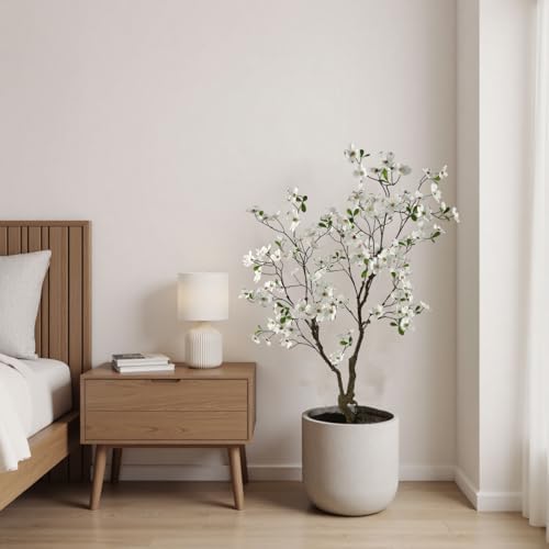 5ft Artificial White Dogwood Potted Flowering Tree