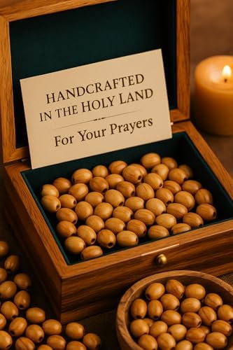 Prayer Beads for Sale Olivewood 10mm Oval (500 pcs) | Wooden Supplies for Necklaces from Bethlehem Jerusalem Israel | Olive Wood Rosary Beads Catholic | with Zuluf Certificate BEAD028