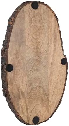 GoCraft Oval Wooden Serving Platter with Tree Bark Edges – Mango Wood Charcuterie Board, 17" x 10", Rustic Platter for Serving Cheese, Appetizers, Snacks, Fruit, and More – Perfect for Entertaining