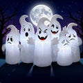 8FT Long Halloween Inflatable 6 Cute Ghosts, LED Yard Decoration