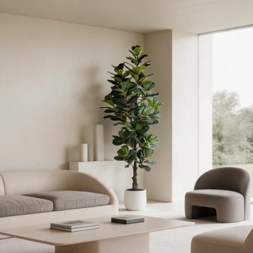 6FT Dense Fiddle Leaf Fig Tree, Tall Artificial Plant Indoor