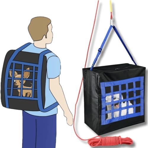 Emergency Escape Bag for Pets up to 100 Lb, Rope 50ft Incl, 28"x21"...