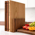 Premium Book Cutting Board Set with Stand – 100% Natural Solid Wood Boards