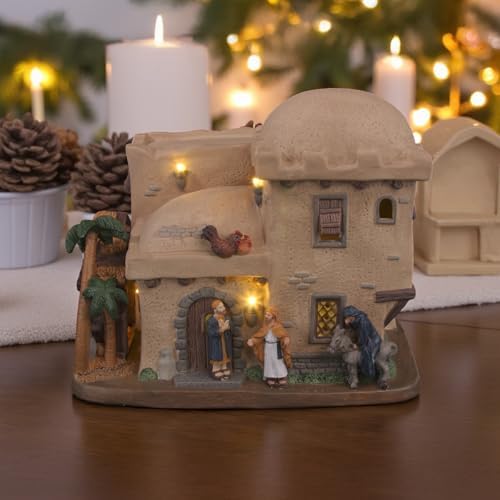 Bethlehem Inn Porcelain Christmas Village with LED Lights