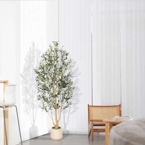 FEELEAD Olive Tree Artificial Indoor 6ft with Planter for Living Room Decor