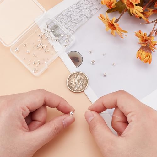 95pcs 925 Sterling Silver Beads Jewelry Making 4 Sizes Smooth Round Beads Seamless Ball Spacer S925 Silver Loose Round Bead for DIY Necklace Bracelet Ring Earring Crafts Accessories