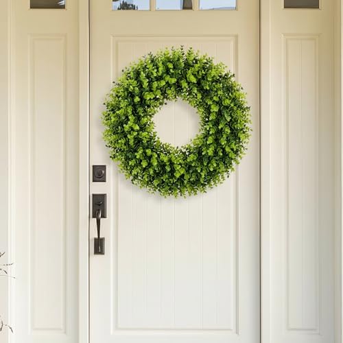 24" Artificial Eucalyptus Wreaths for Front Door Green Wreath All Seasons