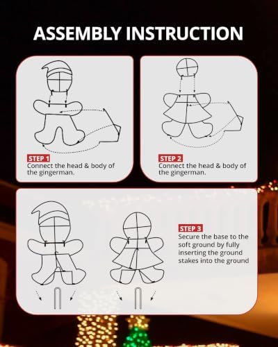 2-Piece Lighted 2D Gingerbread Man Christmas Decorations Outdoor with 50 L
