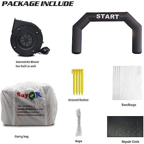 SAYOK Outdoor Inflatable Arch Inflatable Archway Inflatable Start Finish Line Racing Arch Banners with Air Blower for Advertising(Black, 20FT)