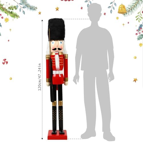 Liliful Large 48 Inch Christmas Nutcracker, 4ft Tall Life Size, Red