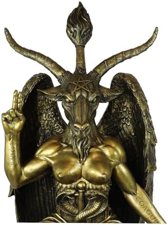 Ebros Gold Tone 3 Feet Large Oversized Sabbatic Goat Baphomet Statue Goat of Mendes Occultic Idol Sigil Sculptural Wonder