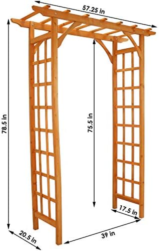 Sunnydaze 78-Inch Wooden Garden Arbor Walkway Wedding Arch - Durable Wood with Weather-Resistant Wood Finish