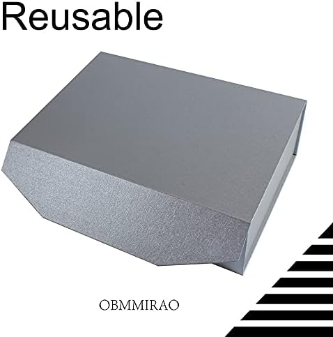 Silver Magnetic Large Gift Box with Lid, 13x9x4 Inches, 5Pcs