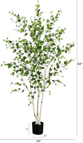 Nearly Natural 7 ft Artificial Birch Tree with Real Touch Leaves