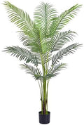Artificial Golden Cane Palm Tree 5Feet Faux Plant for Home Decor Indoor Outdoor Faux Areca Palm Tree in Pot for Home Office Perfect Housewarming Gift with Adjustable Trunk