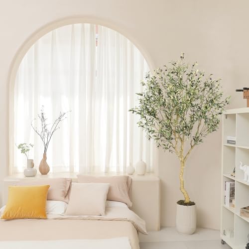 Realead 7FT Olive Trees Artificial Indoor - Tall Faux Olive Tree 7 Feet