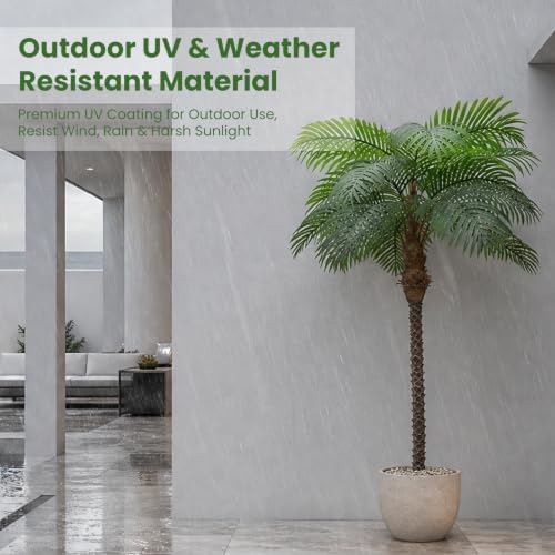 Artificial Palm Trees for Outdoors,6.5ft Tall Fake Plant for Indoor/Outdoor
