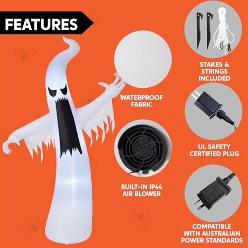 Joiedomi 12 FT Halloween Inflatables Outdoor Decorations, Scary Ghost Halloween Decor, Inflatable Ghost Blow Ups for Yard with LEDs for Outside Yard Decorations
