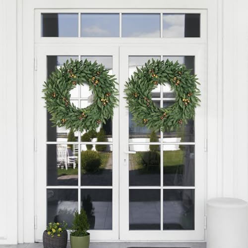 26 Inch Large Eucalyptus Olive Wreaths for Front Door with Olives