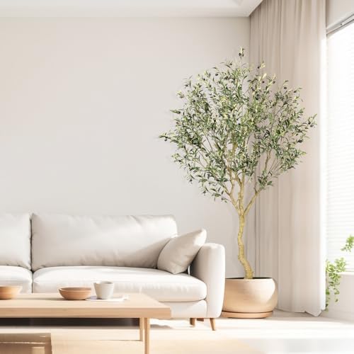 Realead 7FT Olive Trees Artificial Indoor - Tall Faux Olive Tree 7 Feet