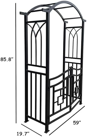 Oakland Living Black Aluminum Garden Arbor Arch with Gate