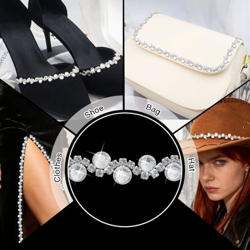 6 Yards Silver White Self Adhesive Rhinestone Ribbon Rhinestone Trim
