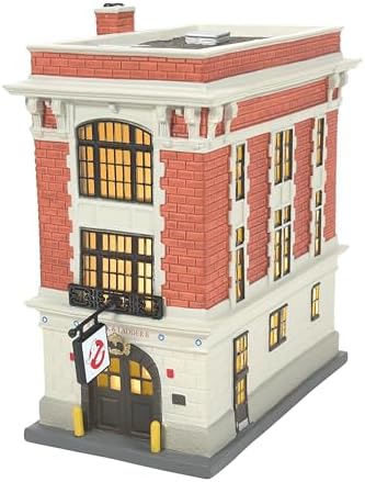 Department 56 Porcelain Ghostbusters Village Firehouse Lit Building, 7.87 Inch, Multicolor