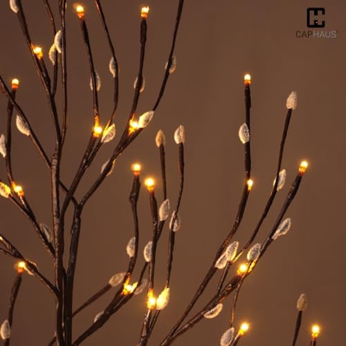 Fencer Wire Set of 3 Lighted Willow Twig Trees, 4/6/8 Ft, 432 Warm White LED Lights, Pre-Lit Twinkling Brown Branch Trees for Christmas Decorations Indoor, Holiday Home Decor