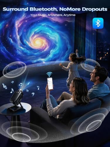 One Fire 3D Galaxy Projector, 65 Scenes HD Star Projector Bluetooth Speaker