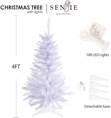 4FT White Artificial Small Christmas Tree Mini Tabletop Decor