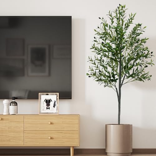 6FT Tall Artificial Olive Tree Faux Fake Silk Potted Plant with Fruits