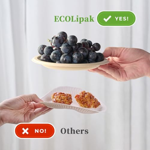 ECOLipak 6 in 500 Pack Natural Disposable Compostable Dessert Paper Plates
