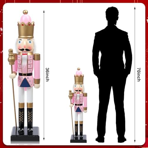 Geetery 36 Inch Large Pink Christmas Nutcracker Decoration Wooden Soldier