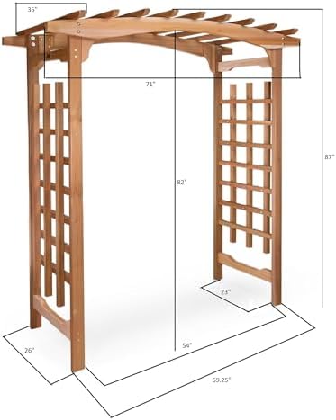 All Things Cedar 6-Ft Pagoda Arbor Garden Arch Trellis, Red Cedar