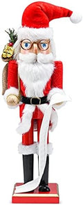 Christmas Santa Gift Wooden Nutcracker - 15" Red Bag Gifts & List of Names