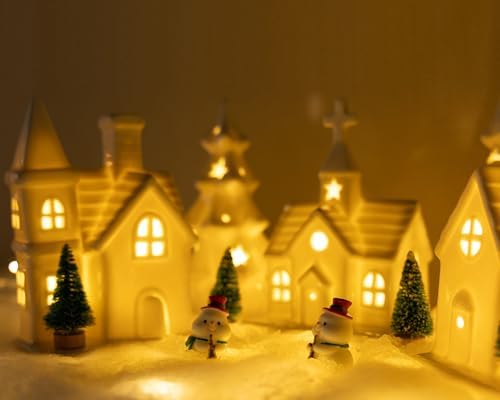 Christmas Decorations Indoor - 11 Pcs Ceramic Christmas Village Set
